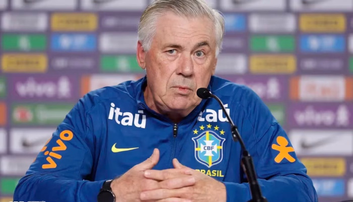 Ancelotti falou que foi uma 'boa experiência' perder para o Japão, no amistoso de 2025. Mas a equipe era formada por jogadores que ele estava testando
Divulgação/CBF